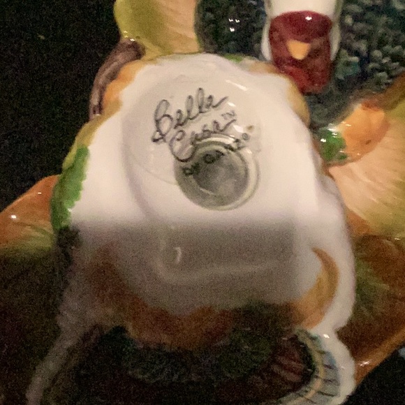 BELLA CASA by GANZ CERAMIC PAIR OF TURKEY ON A CERAMIC AUTUMN PLATTER. - Picture 8 of 14